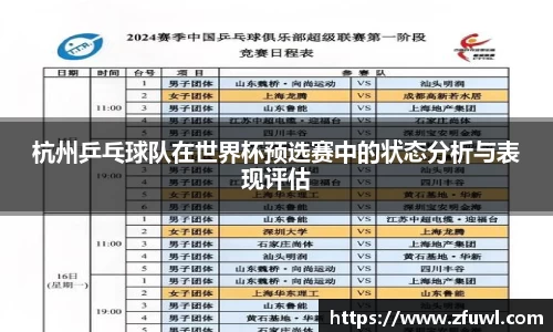 杭州乒乓球队在世界杯预选赛中的状态分析与表现评估